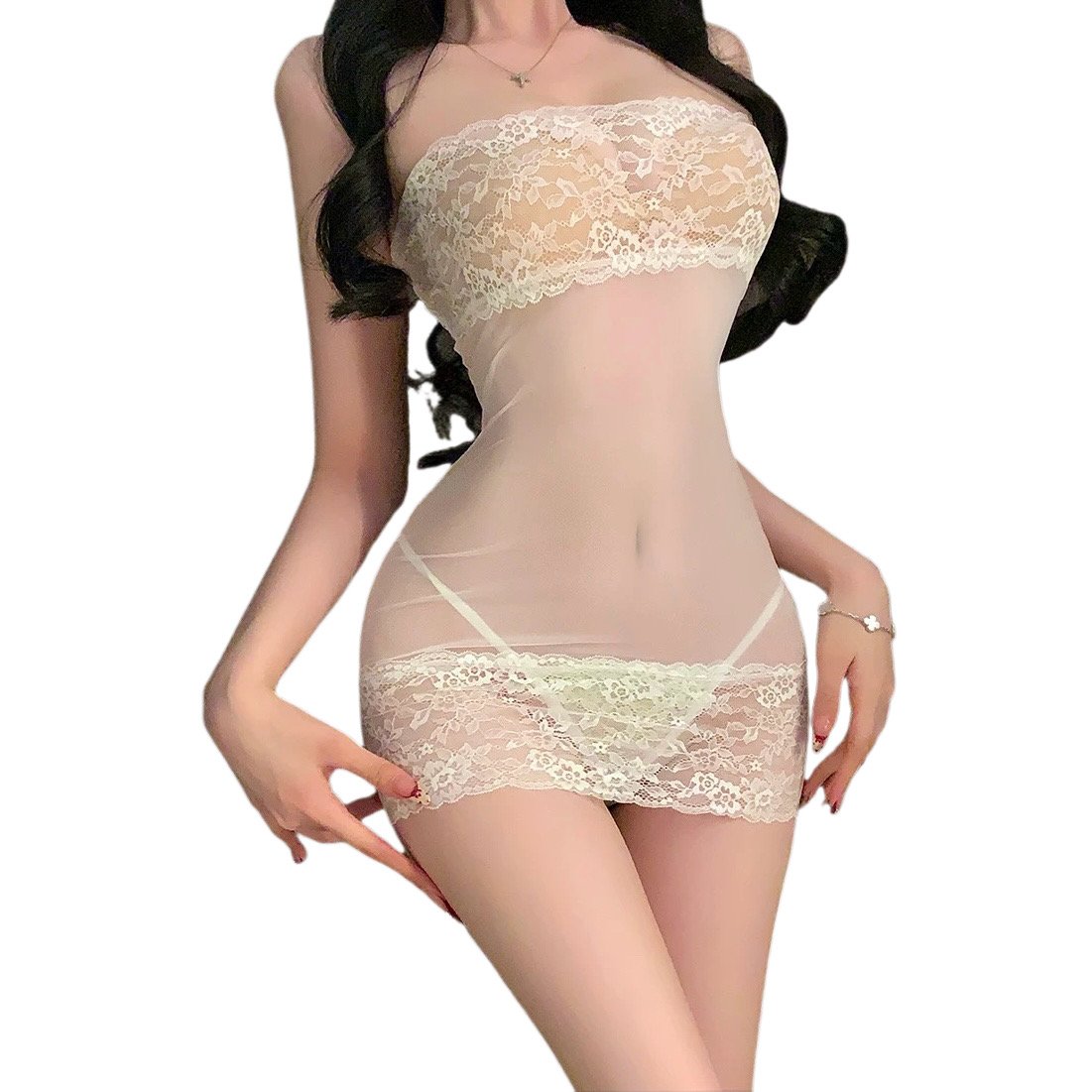 White Sheer Lace Bodycon Chemise